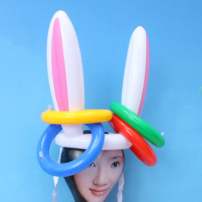 Easter Party Game Inflatable Rabbit Ear Hat Bunny Ears Ring Toss Game Kid Toys Funny Gift Family Game Birthday Party Supplies