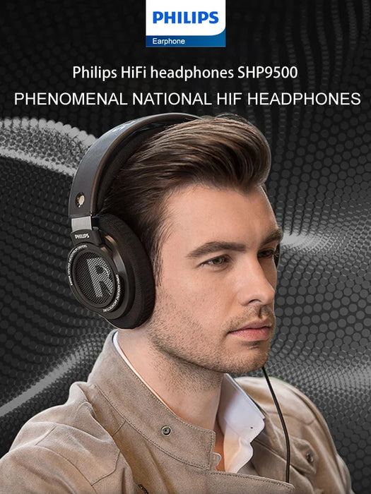 Philips SHP9500 Headphone HiFi Stereo Wired Earphone Computer Online Learning Earbuds Esports Game 3.5mm 6.3mm Universal Headset