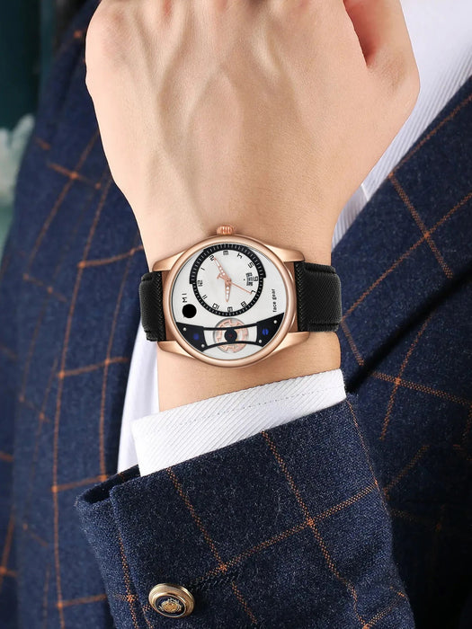 Set Gift Box for Men's Minimalist Business Watch Luxury Versatile Double Strap Detachable Watch Festival Gift