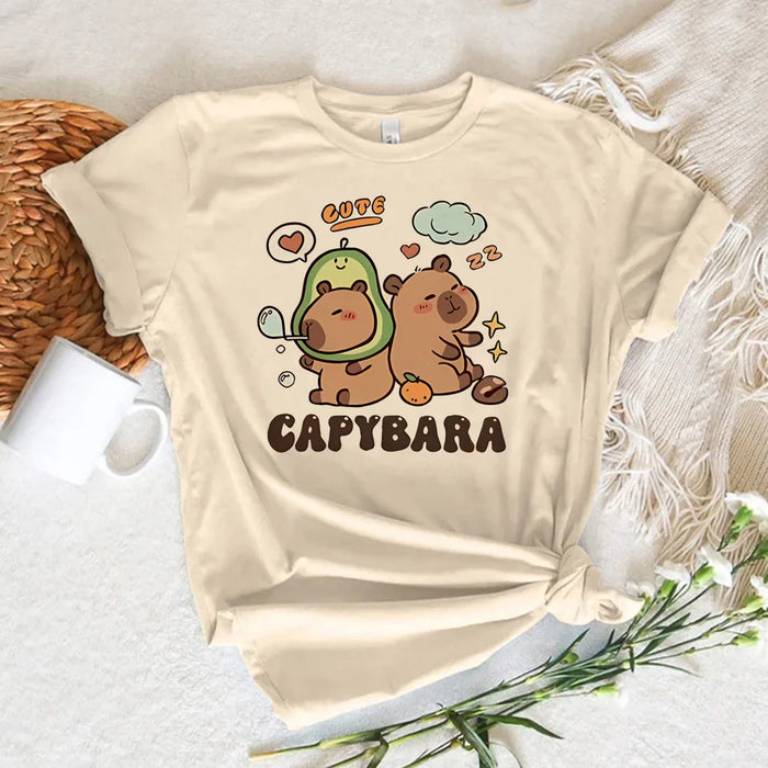 Funny Capybara T-shirts Men Women Summer Cute Animal T Shirt Short Sleeve Graphic T Shirts Streetwear Women's Clothing
