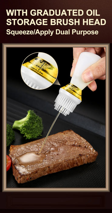 Silicone Oil Brush Bottle Kitchen BBQ Oil Brush Dispenser Not-leaking Barbecue Grill Honey Liquid Baking Pastry Pancake Brush
