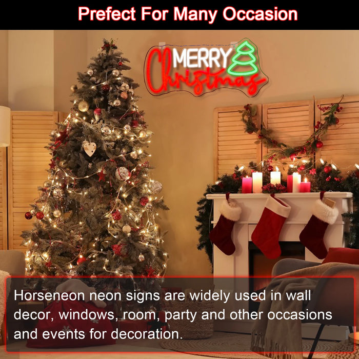 Merry Christmas Neon Sign Christmas Hat Dimmable LED Sign
