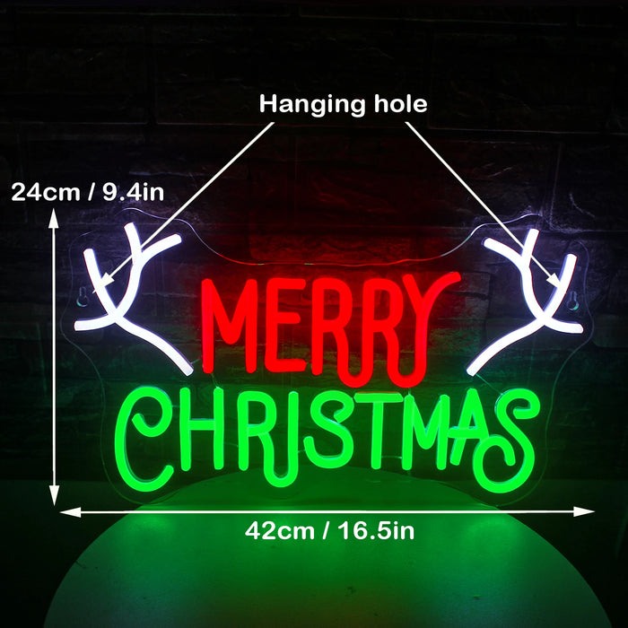 Merry Christmas Neon Sign Christmas Hat Dimmable LED Sign