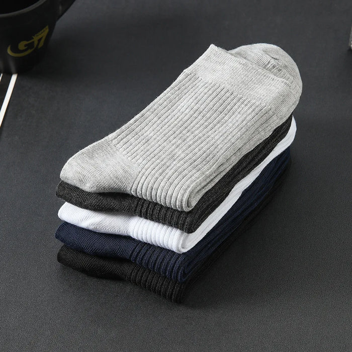 HSS Brand 5 Pairs/Lot Men‘s Socks Cotton Casual Business Stripe Socks Deodorant Breathable Black White Travel Winter Socks Man