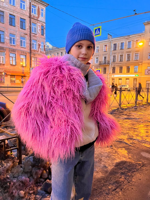 Fur Coats Women Fashion Pink Faux Fur Coat Elegant Thick Warm