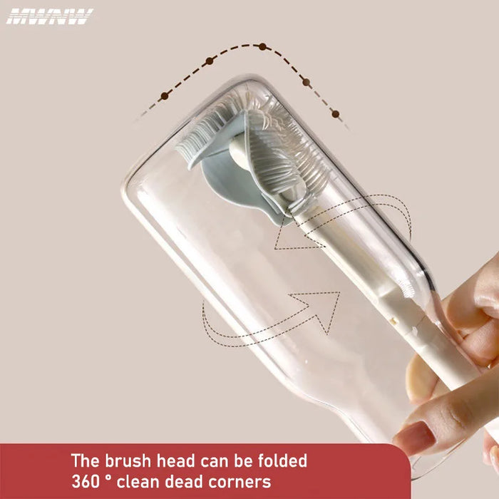 Silicone Milk Bottle Brush Cup Scrubber Glass Cleaner Long Handle Drink Bottle Clean Brush Kitchen Cleaning Tool