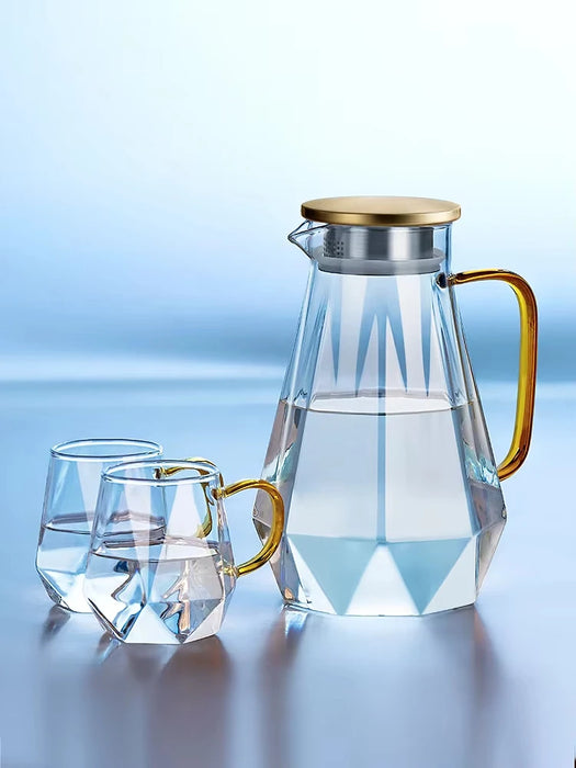 2L Large Capacity Cold Water Bottle Glass Heat-Resistant High Temperature Cold Water Bottle Teapot Set Boiling Water Cup