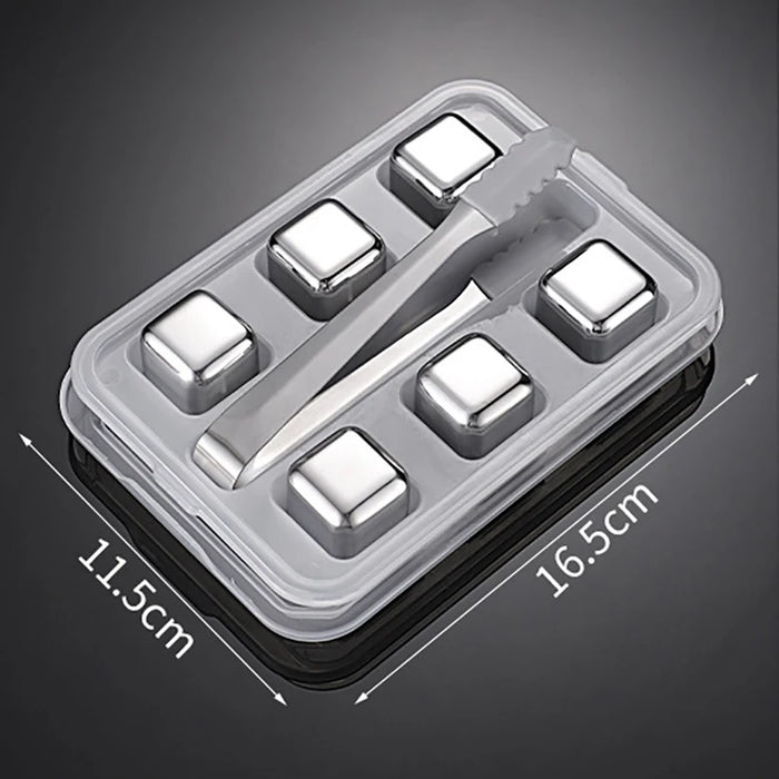 Reusable Stainless Steel Ice Cubes, 304 Steel Chilling Stones for Whiskey, Wine, Beer, Drink, Quick-Freeze Cooling Rock Bar Tool