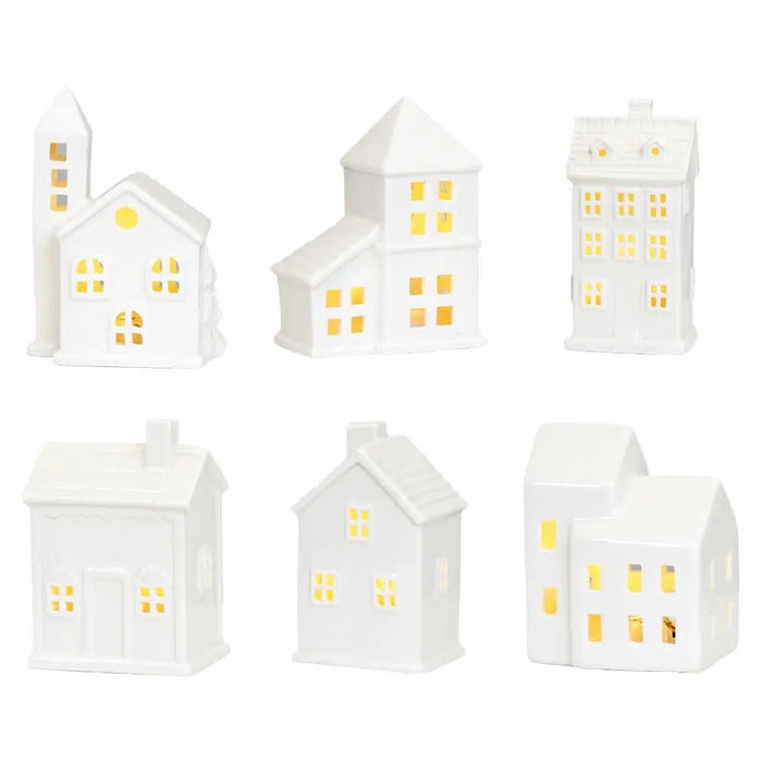 Christmas Village Lighted Ceramic Houses Indoor Ornaments christmas Holiday
