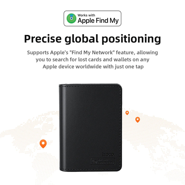 HOCO E91F Smart Anti-lost Card Holder With Wireless Charging Wallet Tracker Use with Apple Find My APP Locator for Travel Purse