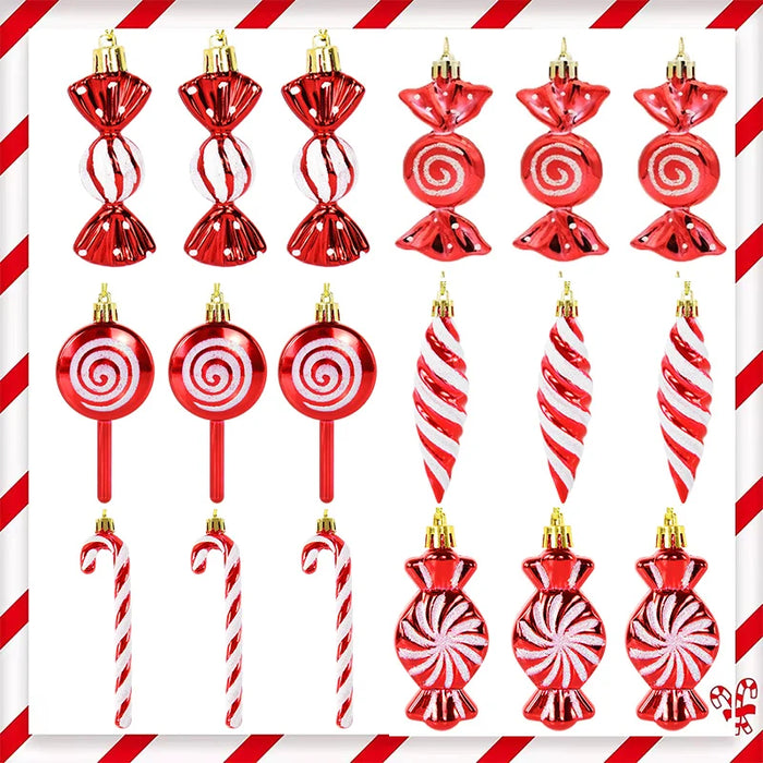 6pcs/set Christmas Candy Pendants Colorful Lollipop Cane Hanging Ornaments