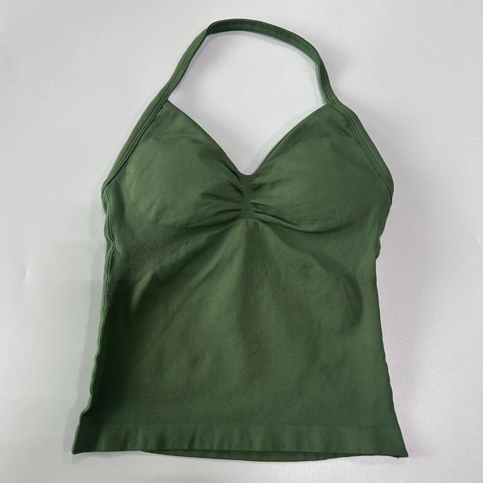 Impact Longline Strappy Gym Top Custom Logo Backless Gym Clothes Women Scrunch Built-in Bra With Removable Cups Yoga Tank Tops
