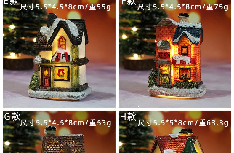 LED Christmas Decorations Resin Small House Micro