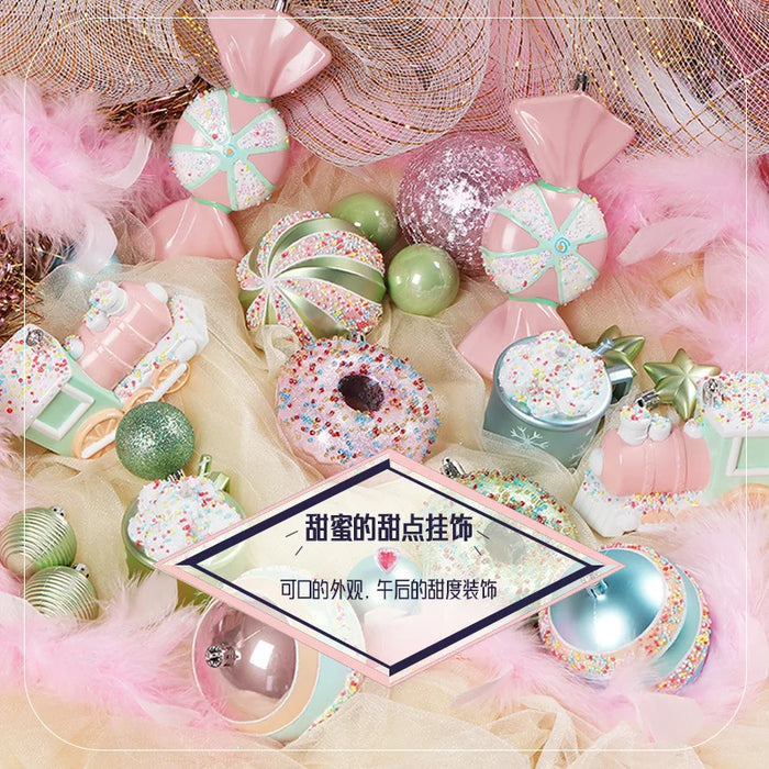 Christmas Ball Decoration Kraft Paper Set Box Donuts Pink Candy Unicorn Ice Cream