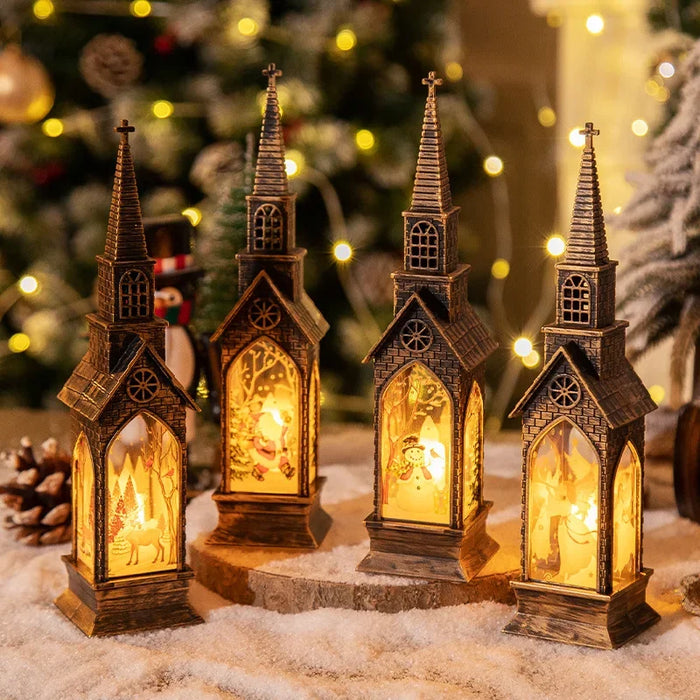 Christmas Light Up Church Decorative Battery Operated Lantern