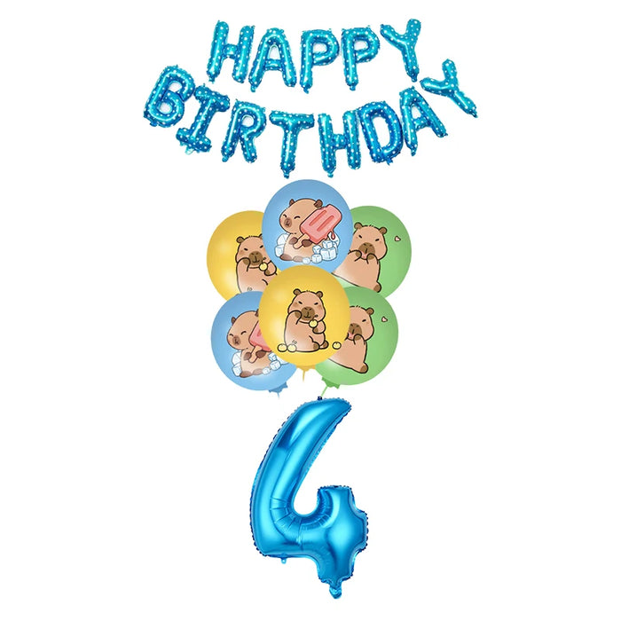 Capybara Birthday Decoration Cartoon Tableware Cups Plate Napkin Balloons Capybara Theme Birthday Party Decoration Supplies Kit