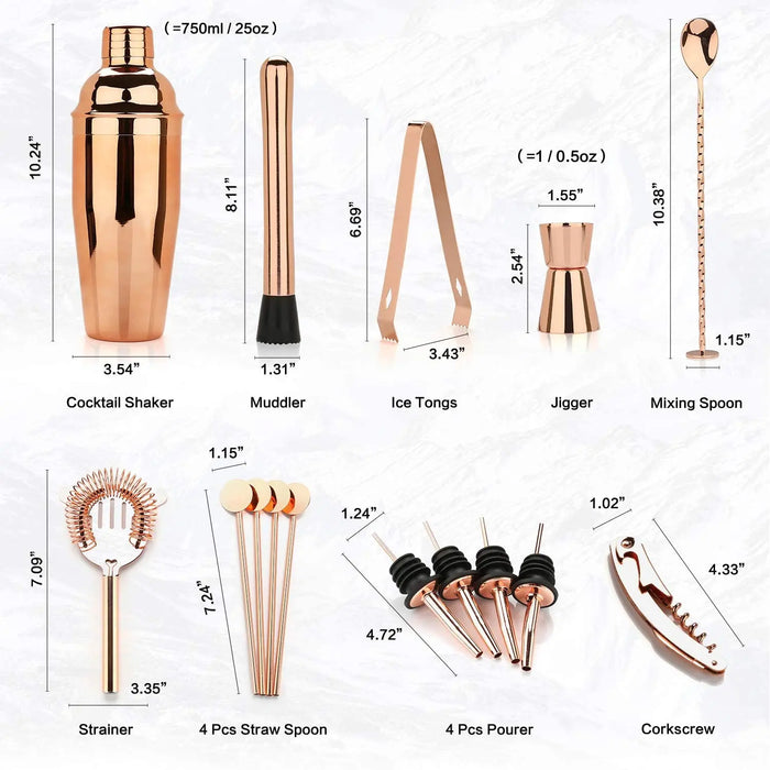 Cocktail Shaker Making Set,16pcs Bartender Kit For Mixer Wine Martini, Stainless Steel Bar Tools, Home Drink Party Accessories
