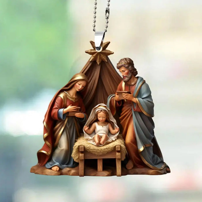 2024 New 3D Christmas Nativity Scene Ornaments Easter Acrylic Car Hanging Christmas Tree Decoration For 2024 New Year