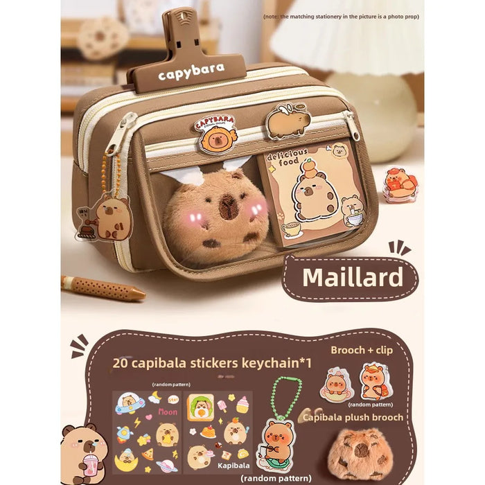 Capybara 9-layer large capacity pencil case, large capacity pencil case flip cover stationery pencil case stationery storage bag