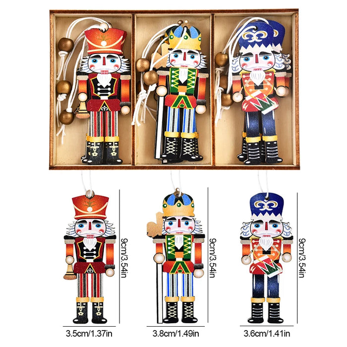 9pcs Christmas Nutcracker Soldier Wooden Pendant Xmas Tree Hanging Ornament