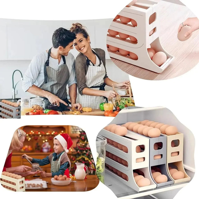 Egg Storage Box Household Rolling Slide Egg Holder Dispenser Kitchen 4-layer Oblique Mouth Automatic Assemblage Machine