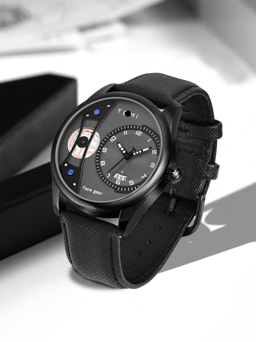 Set Gift Box for Men's Minimalist Business Watch Luxury Versatile Double Strap Detachable Watch Festival Gift