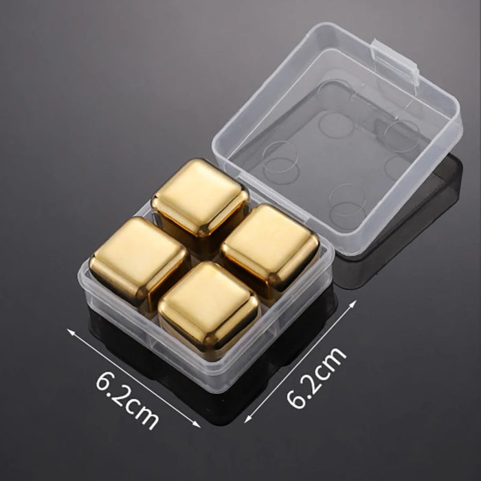 Reusable Stainless Steel Ice Cubes, 304 Steel Chilling Stones for Whiskey, Wine, Beer, Drink, Quick-Freeze Cooling Rock Bar Tool