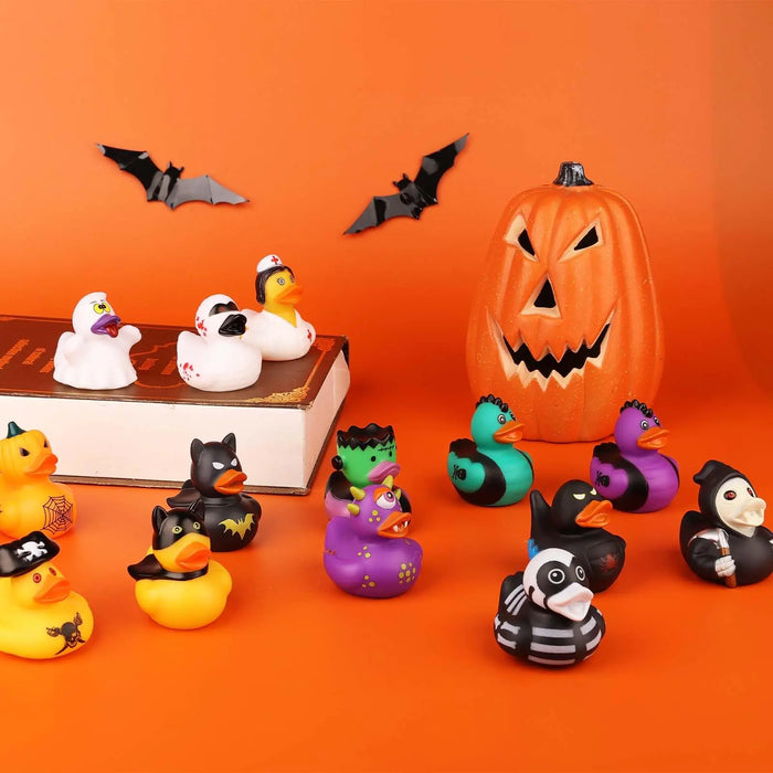 12/24/36PC Halloween Rubber Ducks, 2.5 Inch Halloween Ducks with Various Halloween Characters