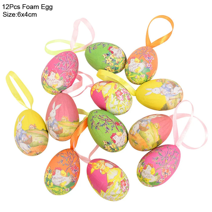 Easter Decoration for Home Wooden Easter Egg Holder Shelves DIY Craft Handmade Ornaments Kids Gift Happy Easter Party Decor 2025