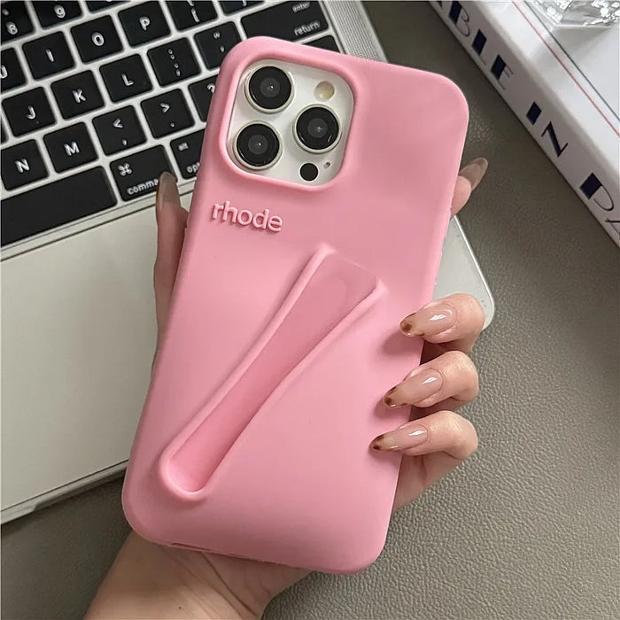 Autumn Edition New Rhode DIY Lipstick Lip Holder Soft Silicone Case for IPhone 16 15 14 13 12 11 Pro Max Plus Phone Stand Cover