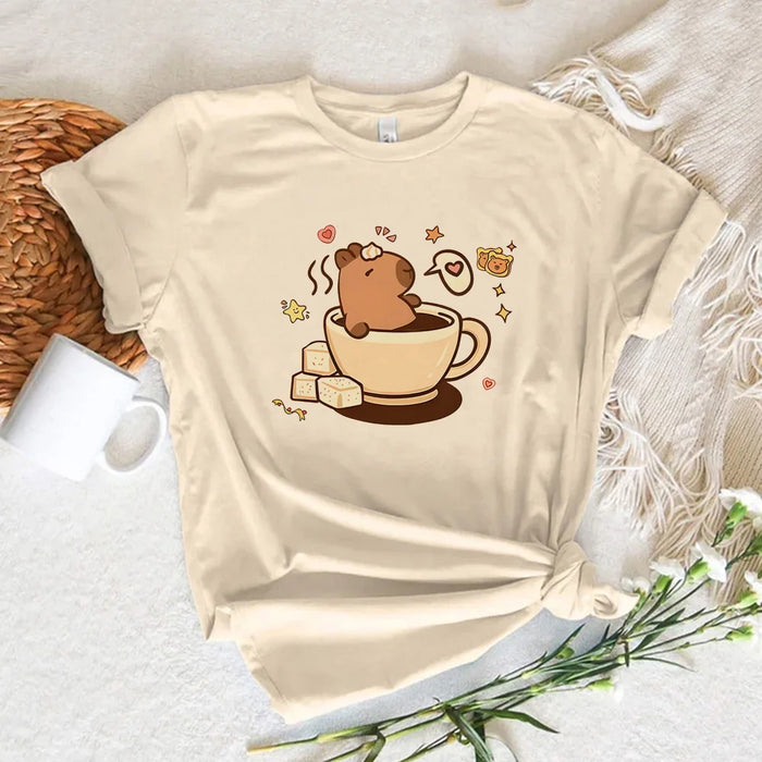 Funny Capybara T-shirts Men Women Summer Cute Animal T Shirt Short Sleeve Graphic T Shirts Streetwear Women's Clothing