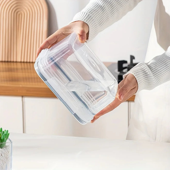 Kitchen Cover Refrigerator Frozen Fresh Food Sealed Fresh-keeping Box Fruit and Vegetable Drain Plastic Storage Box