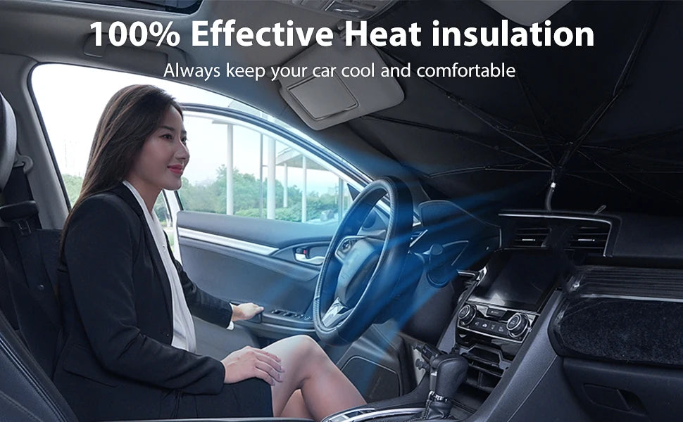 2025 Car Windshield Sunshade Foldable Umbrella Sun Shade Front Window Cover for UV Ray Block Heat Portable Protector Parasol
