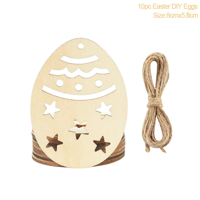 Easter Decoration for Home Wooden Easter Egg Holder Shelves DIY Craft Handmade Ornaments Kids Gift Happy Easter Party Decor 2025