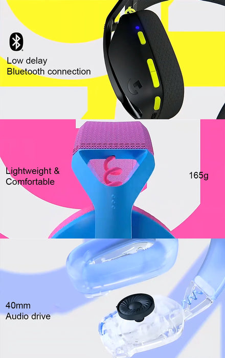 Logitech G435 LIGHTSPEED Bluetooth Wireless Gaming Headset Surround Sound Headphone