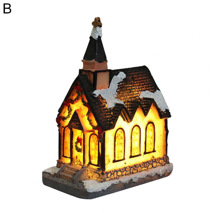 Resin Christmas House Figurine Tiny Resin House Village Miniature