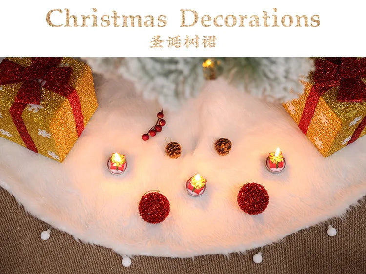 Christmas Christmas tree skirt base decoration pure white plush carpet