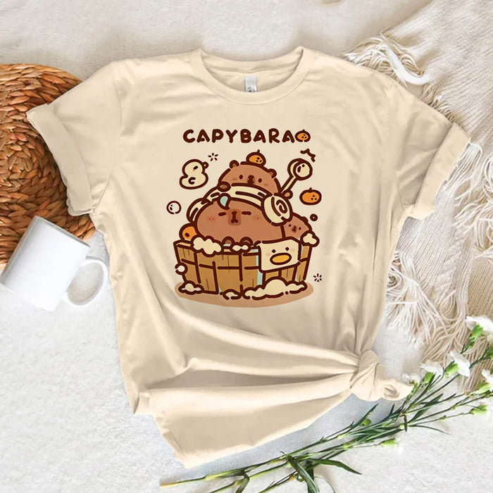 Funny Capybara T-shirts Men Women Summer Cute Animal T Shirt Short Sleeve Graphic T Shirts Streetwear Women's Clothing