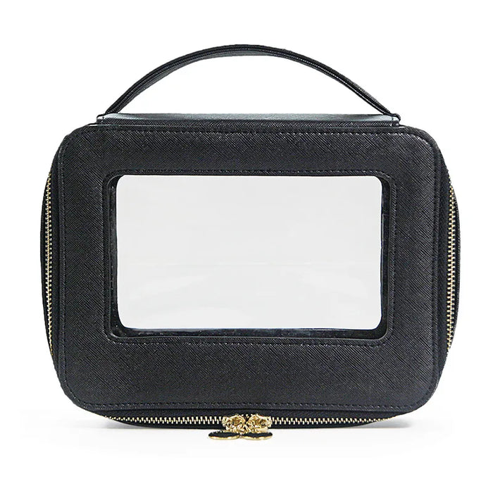 Customized Letters Transparent Makeup Bag Saffiano Portable Cosmetic Case
