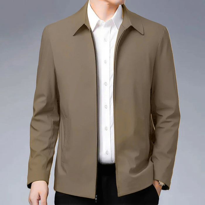 Men Jacket Elegant Mid-aged Men's Lapel with Zipper Closure