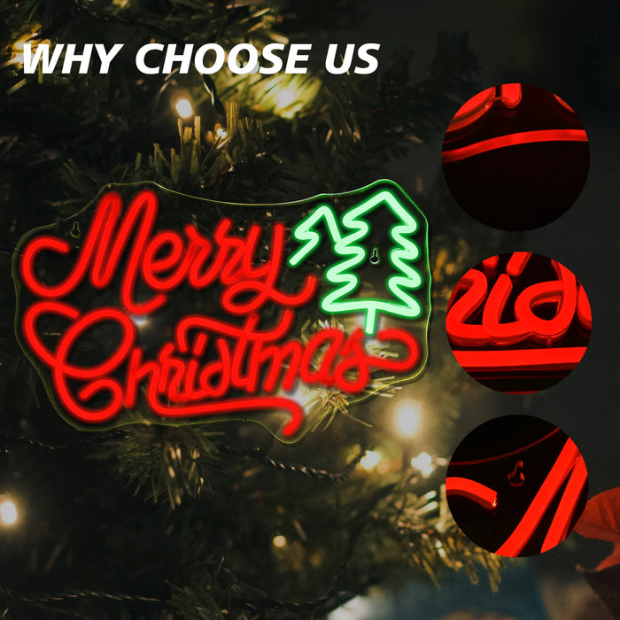 Merry Christmas Neon Led Sign Art Xmas Tree Letter Room Decoraiton