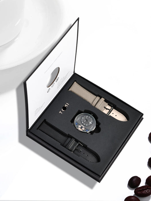 Set Gift Box for Men's Minimalist Business Watch Luxury Versatile Double Strap Detachable Watch Festival Gift
