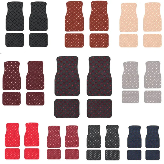 Car Floor Mats 4PCS Universal PU Leather Waterproof Auto Foot Pad Protector