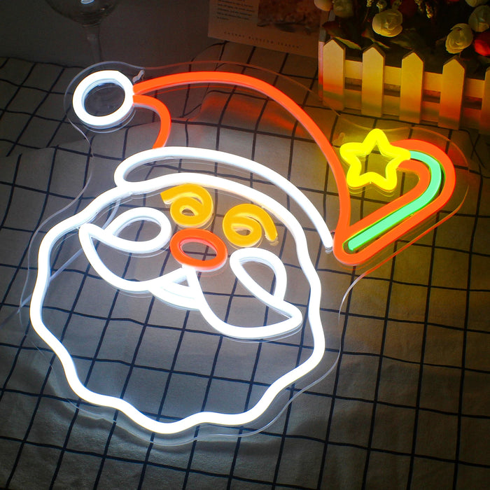 Merry Christmas Neon Sign Christmas Hat Dimmable LED Sign