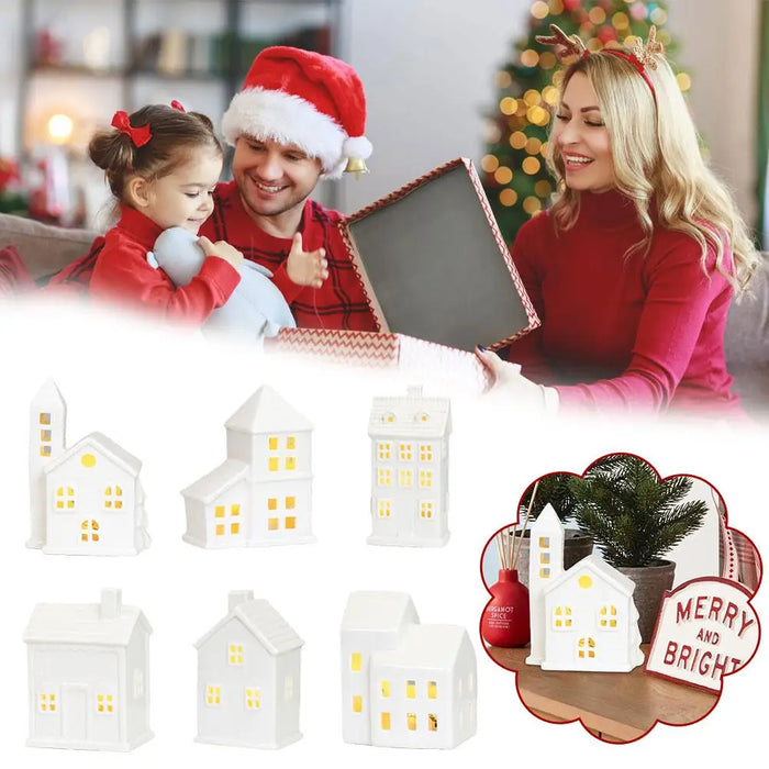 Christmas Village Lighted Ceramic Houses Indoor Ornaments christmas Holiday