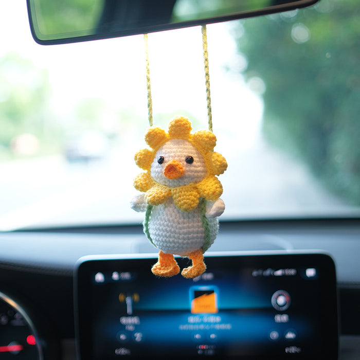 Handmade Crocheted Cute Swinging Duck for Car Interior Accessories