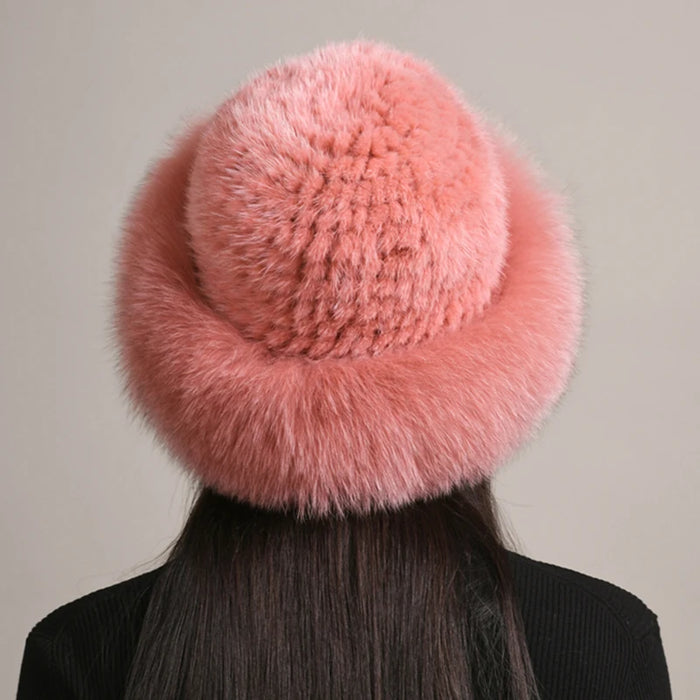 New Women Winter Luxury Knitted Real Mink Fur Bomber Hat Natural Warm Fox Fur Cap Girls Quality Soft 100% Genuine Mink Fur Hats