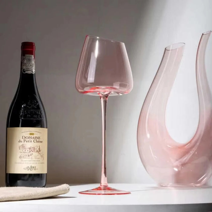 French Pink Flamingo Red Wine Glasses Set Crystal Glass Goblet Creative Inclined Mouth Concave Bottom Champagne Wine Cup Blue