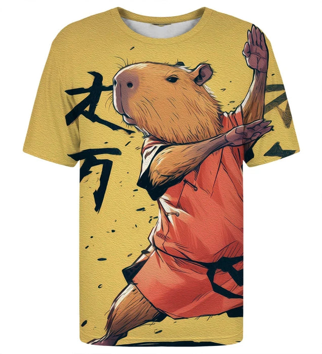Fashion Fun Capybara Print T-shirt For Men's Clothing Soft Short Sleeve T Shirts Street Harajuku Trend Hip Hop Music Tee Top