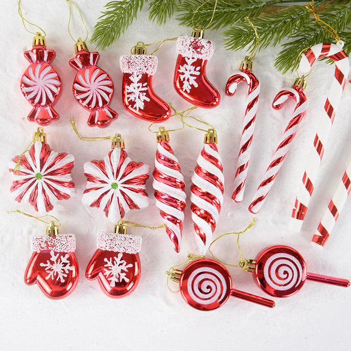 6pcs/set Christmas Candy Pendants Colorful Lollipop Cane Hanging Ornaments